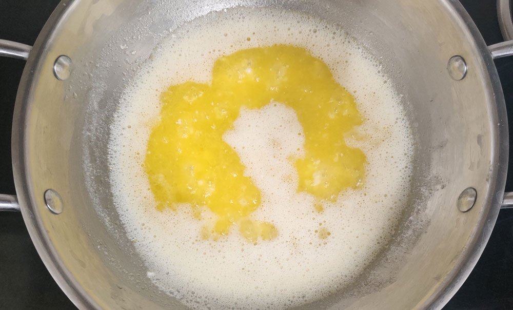 how to make ghee from milk- heat butter