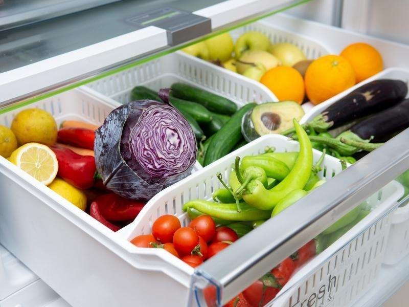 how to organize refrigerator - use baskets and containers