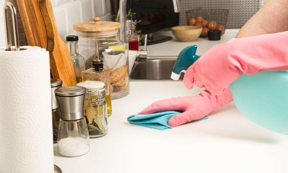 tackle stains immediately to maintain white kitchen